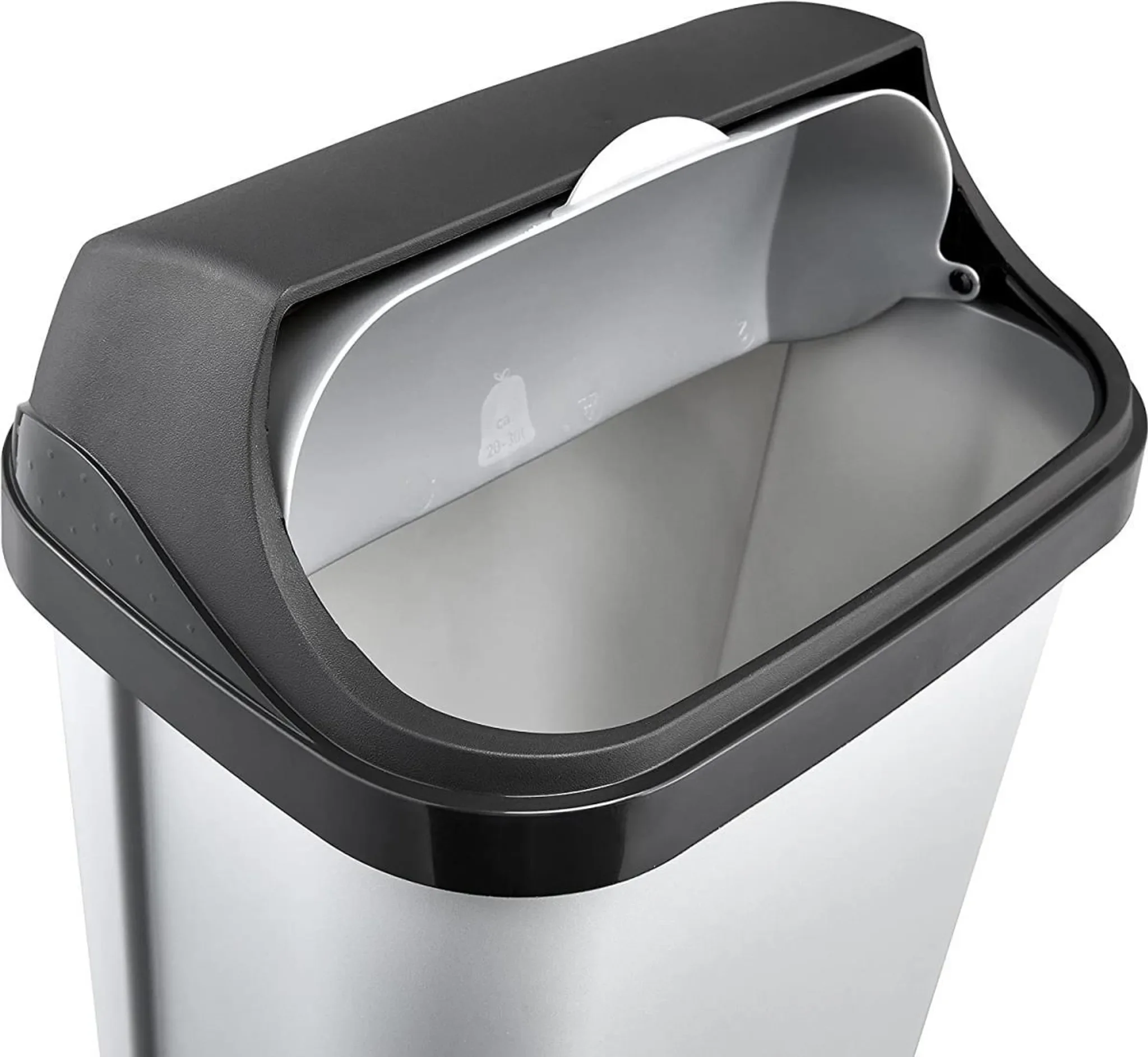 Abfalleimer mit Rolldeckel – 10 L, silber, 25,5 × 19 × 39 cm